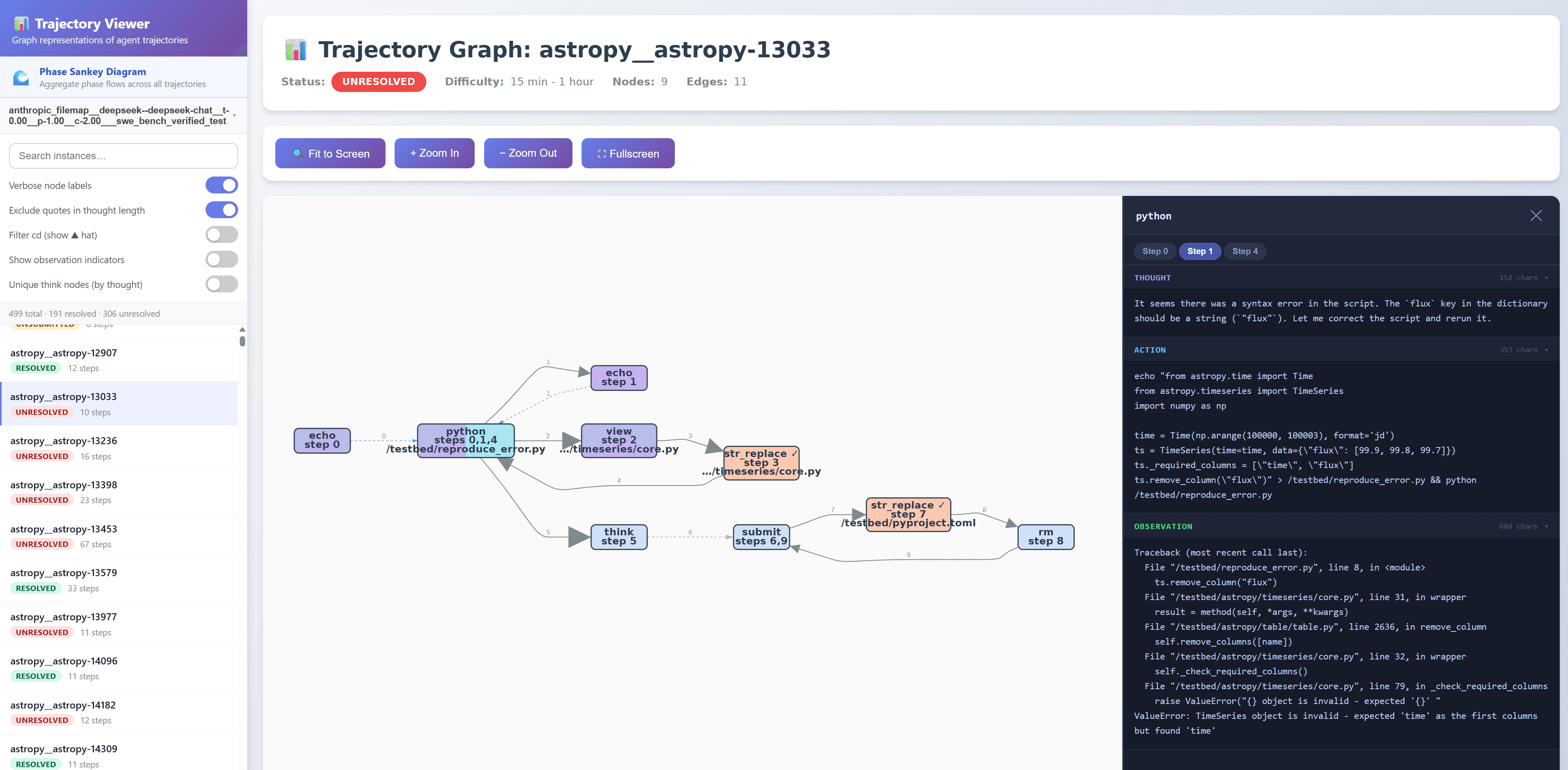 Graphectory web app user interface